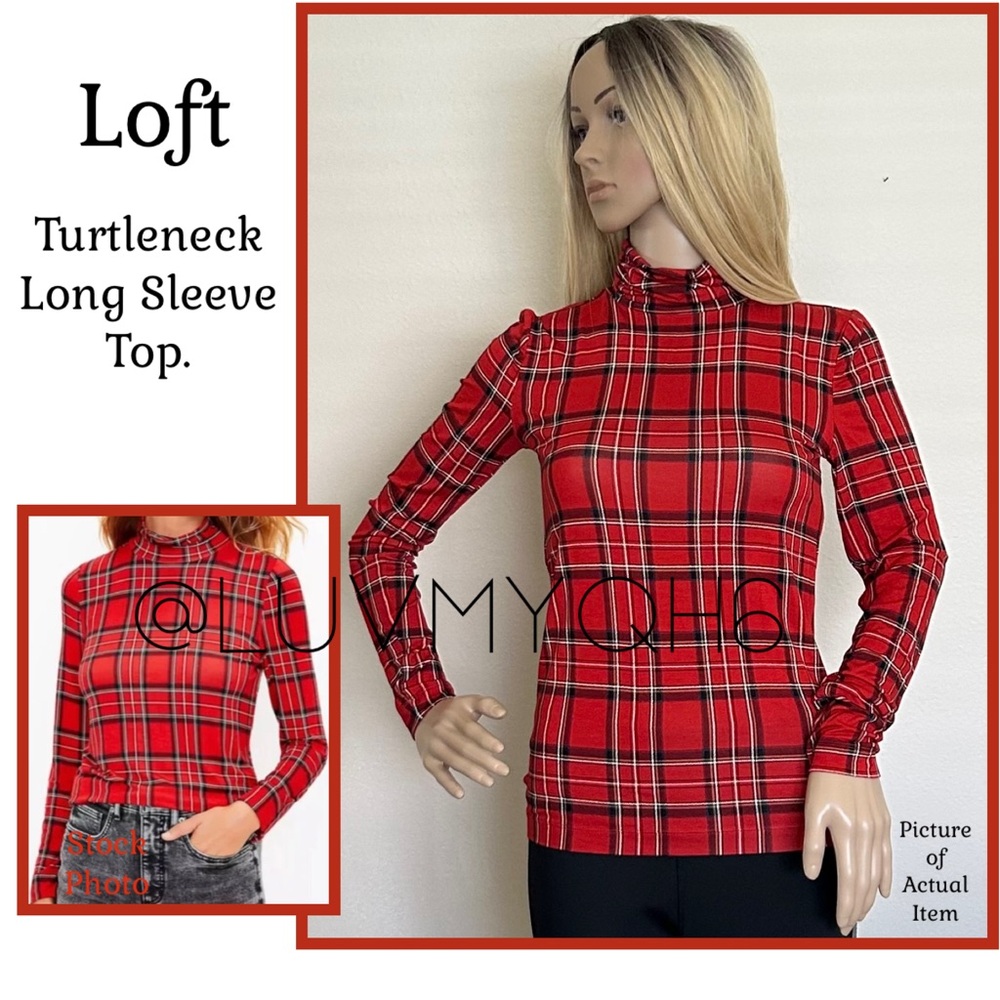 Loft Plaid Turtleneck Top
